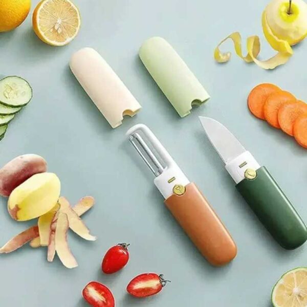 2 In 1 Fruit Cutting Knife and Peeler Stainless Steel - Image 3