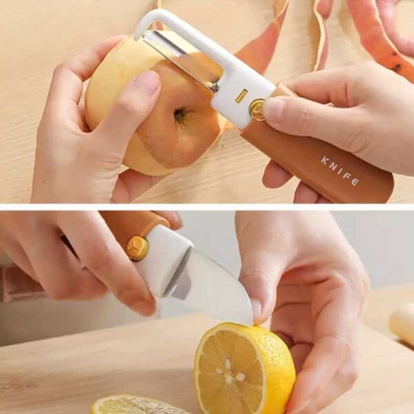 2 In 1 Fruit Cutting Knife and Peeler Stainless Steel - Image 2