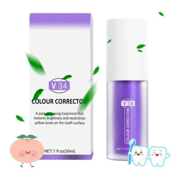 30ml V34 Purple Whitening Toothpaste Remove Stains Reduce Yellowing Care For Teeth Gums Fresh Breath Brightening Teeth - Image 5