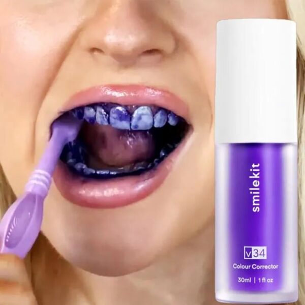 30ml V34 Purple Whitening Toothpaste Remove Stains Reduce Yellowing Care For Teeth Gums Fresh Breath Brightening Teeth - Image 2