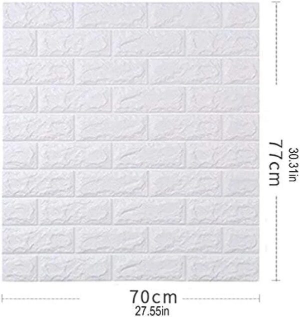 3D Brick Wall Stickers, Self Adhesive Wallpaper Foam Sheet, PE Foam High Quality Brick Wallpaper, Sofa Background Wall Décor, Peel and Stick 3D Art Wall Brick Room Panels for TV Walls – White – 70*77cm - Image 4