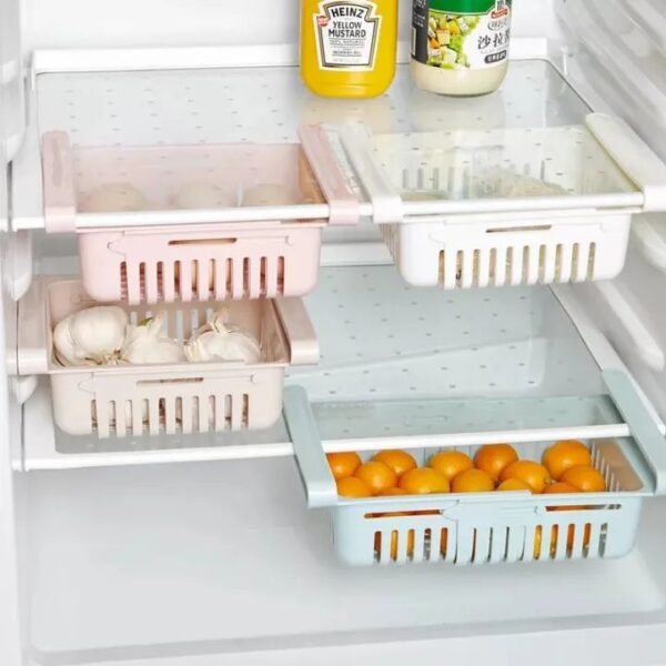 Adjustable Fridge Storage Basket Expandable Fridge Storage Rack Plastic Fridge Space Saver Food Organizer Tray Refrigerator Pull out Drawers - Image 4