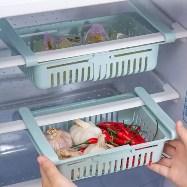 Adjustable Fridge Storage Basket Expandable Fridge Storage Rack Plastic Fridge Space Saver Food Organizer Tray Refrigerator Pull out Drawers - Image 5