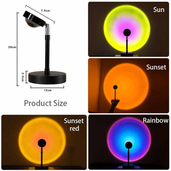 Sunset Lamp (WITH REMOTE) 16 Colors LED Changing 3-in-1 Sunset Light lamp with Multiple Modes, Adjustable Brightness with Remote Control, Sunset Projection lamp Ideal for Kids & Adults - Image 5