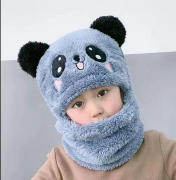 Girls Boys Winter Hat scarf One Piece Cute Warm Ear and neck Protection Winter Warm Fleece Cute Cartoon Panda Hats Windproof - Image 4