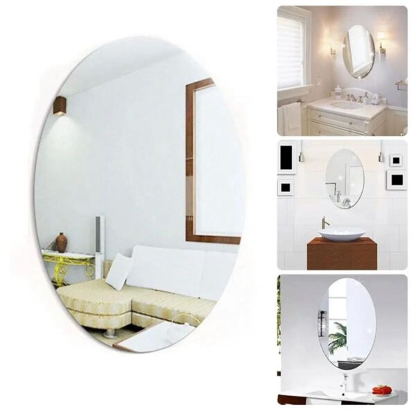 Self Adhesive Acrylic Non Glass Mirror Wall Sticker Oval Shape - Image 3