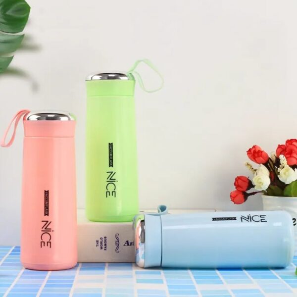 Nice Glass Water Bottles Natural BPA Free Eco Friendly Reusable Refillable Water Glass Water Bottles Wide Mouth Liquid Storage Leak Proof Caps Perfect For Travel and Storing Beverages Juice Smoothies Tea 450ml Multicolor - Image 2