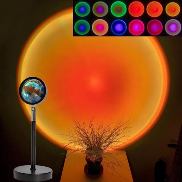 Sunset Lamp (WITH REMOTE) 16 Colors LED Changing 3-in-1 Sunset Light lamp with Multiple Modes, Adjustable Brightness with Remote Control, Sunset Projection lamp Ideal for Kids & Adults - Image 8